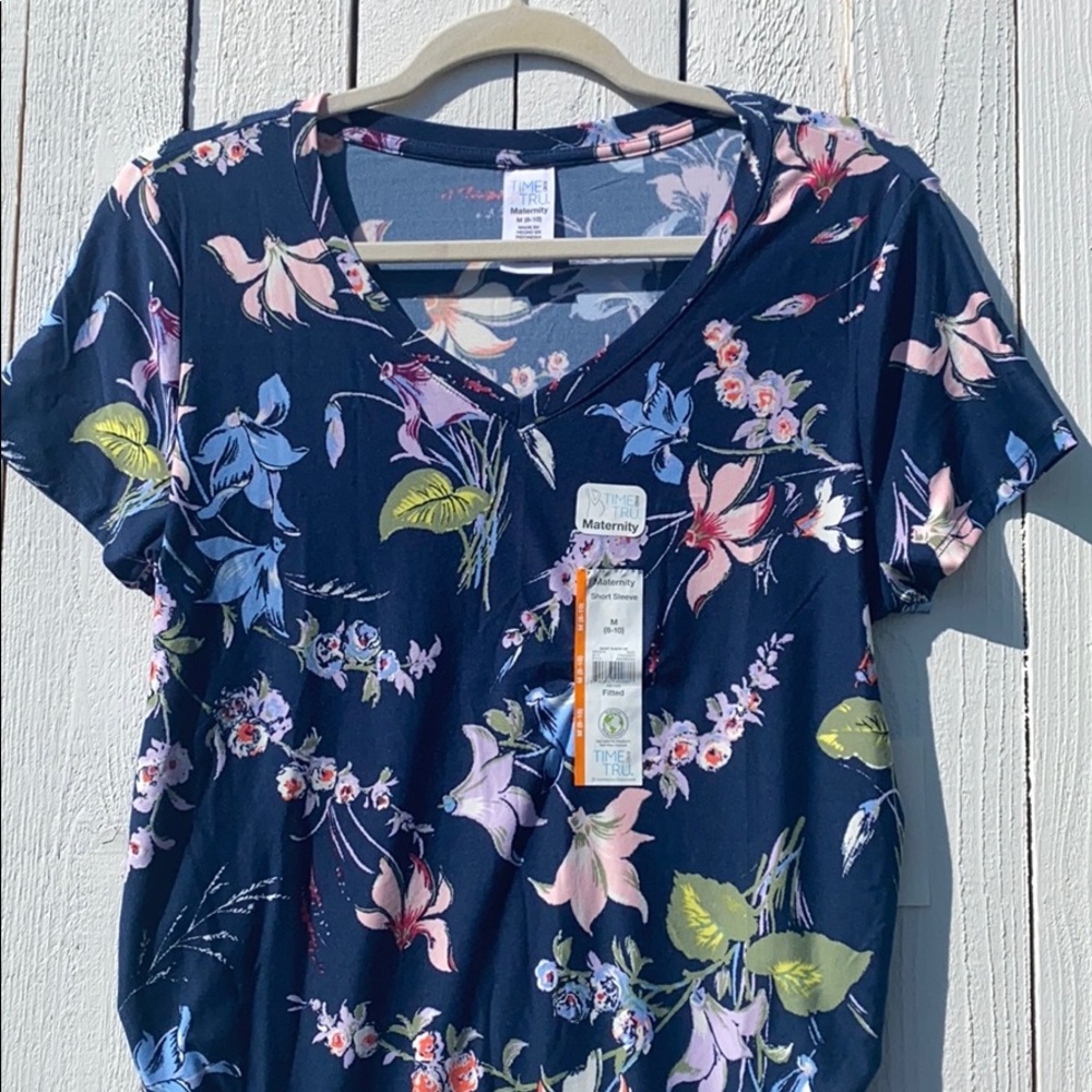 Maternity Basic Short Sleeve Floral T-Shirt - Picture 4 of 11